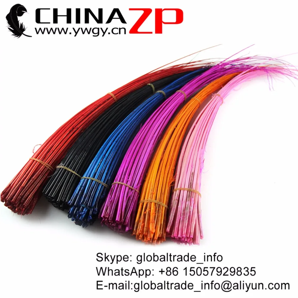 

CHINAZP 100pcs/lot Large Size 50-60cm (20"-24") Colorful Multi Stripped Ostrich Feathers Quill Spines for Craft Mask Hat