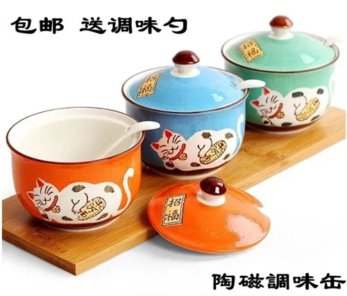 zakka Japanese ceramic spice jar storage bottles square MSG seasoning salt sugar bowl of soy sauce for dipping sealed bo | Обустройство