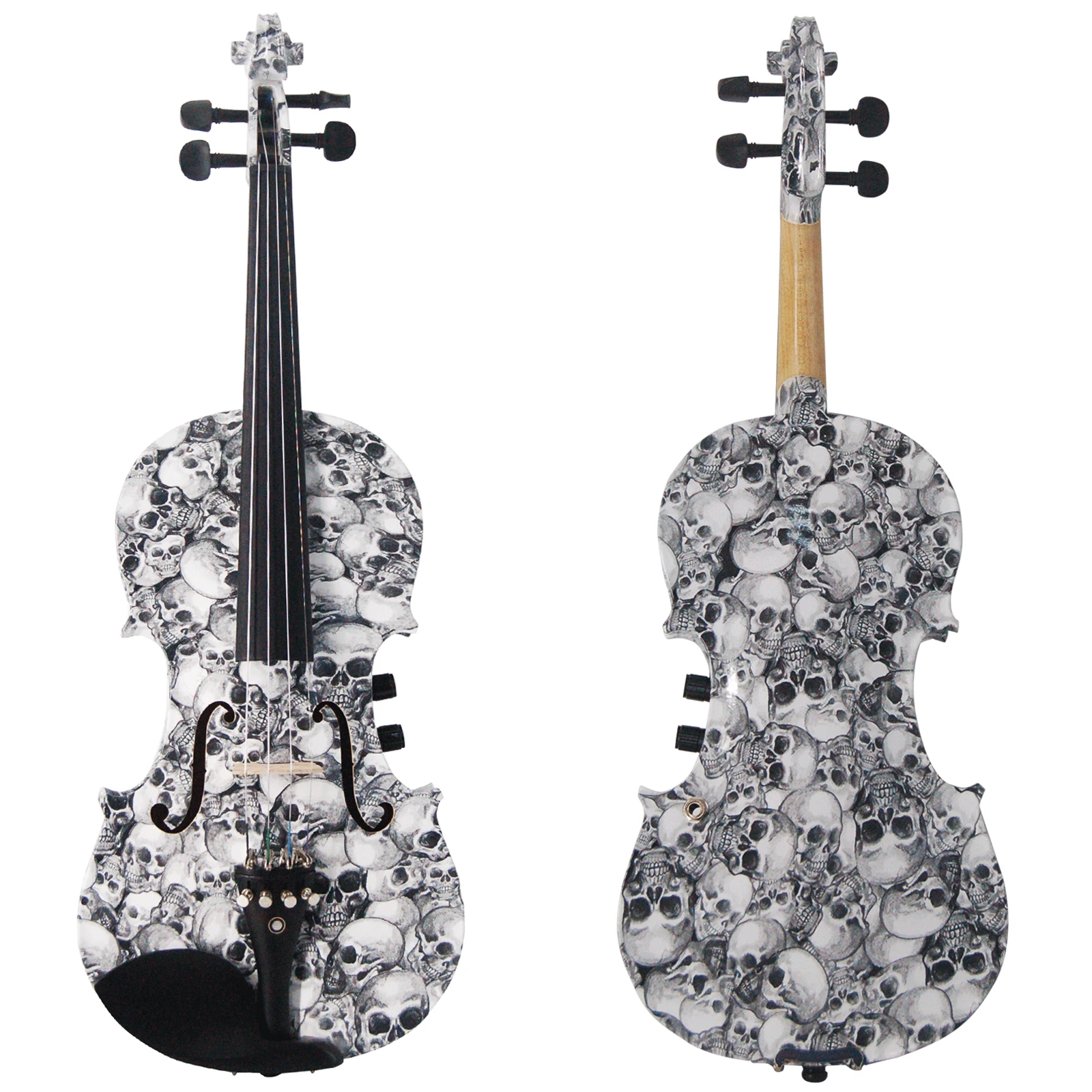 Kinglos Full Size 4/4 Multi Colored Solid Wood Acoustic / Electric Violin Kit with Ebony Fittings