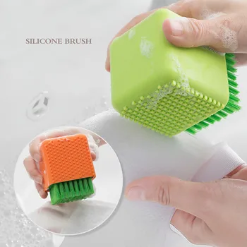 

1PC Silicone Cleaning Brush Kitchen Gadgets For Washing Pincel Dish Bowl Brushes Clothes Cleaner Tools