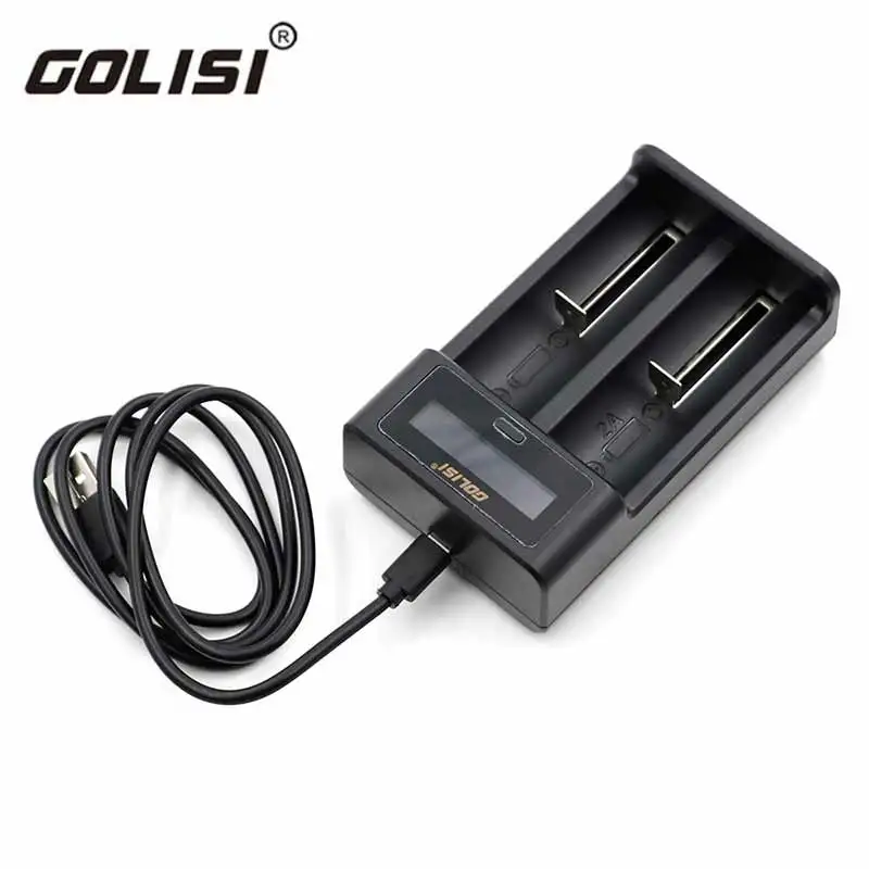 

GOLISI I2 2.0A Smart Battery Charger Quick Charge LCD Display 18650 26650 20700 21700 Rechargerable Smart Charger