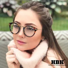 HBK, женские прозрачные очки, металлическая оправа леопардовой расцветки, мужские прозрачные оправы для очков кошачий глаз, винтажные оптические очки Cateye
