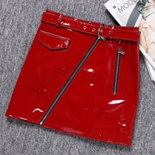 Осень и зима новая яркая кожаная юбка с высокой талией J17