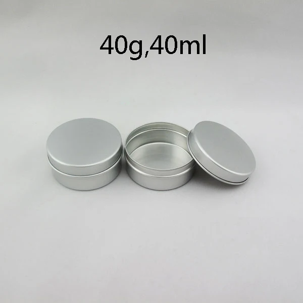 Buy 40g empty round aluminum lip balm tins for cosmetic packaging,silver metal