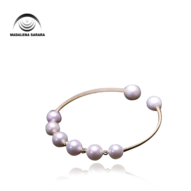 

MADALENA SARARA 8mm Genuine Baroque Round Freshwater Pearl Bracelet Beaded Making Chain Bracelet 3.95"
