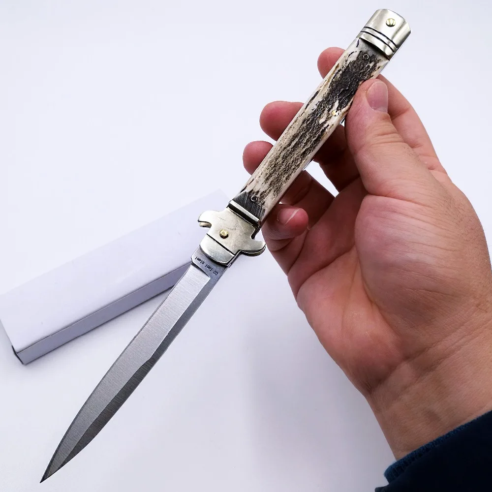 Итальянский Крестный отец складной нож D2 лезвие натуральная ручка Олений Рог карманные ножи выживания Охота тактический быстро открыть EDC инструменты