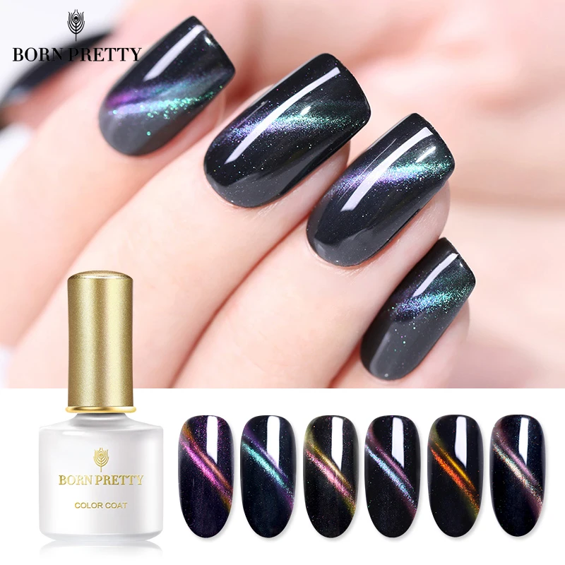 

BORN PRETTY Chameleon 3D Cat Eye Nail Gel Polish 6ml Soak Off UV Gel Glitter Nail Art Gel Varnish Black Base Needed