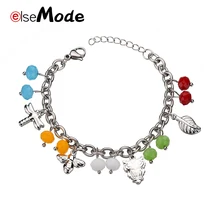 ELSEMODE 4 Стиль Прекрасный Шарм пчела Сова Стрекоза 316L Нержавеющая сталь цепи браслеты и браслеты для женщин Подарки Ювелирные Изделия