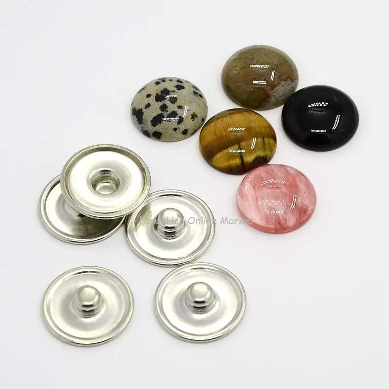DIY Snap Button Making,Mixed Color Gemstone Cabochons & Brass Snap