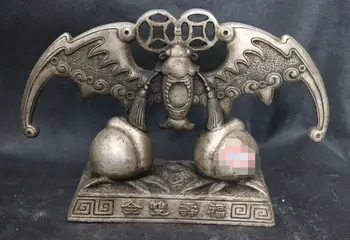 

Old Ancient Chinese Culture Copper Silver Bronze Statue Longevity Fu Sculpture