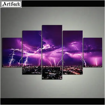 

Lightning landscape 5 spell diamond painting purple lightning full square drill 5d mosaic handmade art rhinestone stickers home