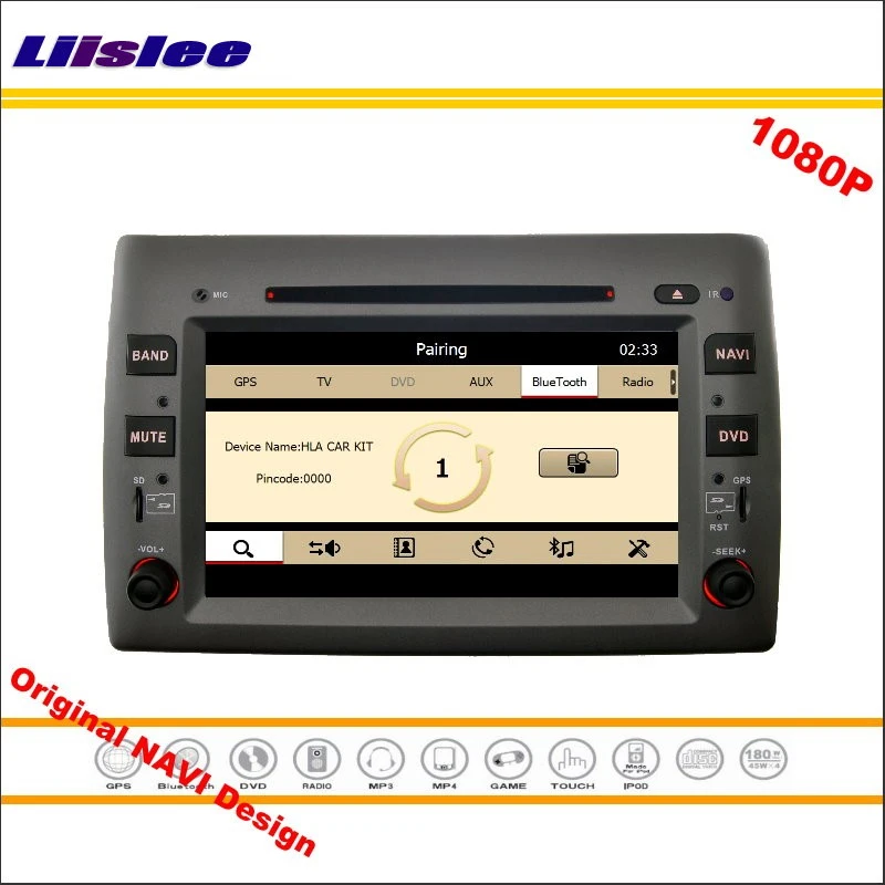 Excellent Liislee For Fiat Stilo 2002~2010 Car Stereo Radio CD DVD Player GPS Navi Navigation 1080P HD Screen System Original NAVI Design 5