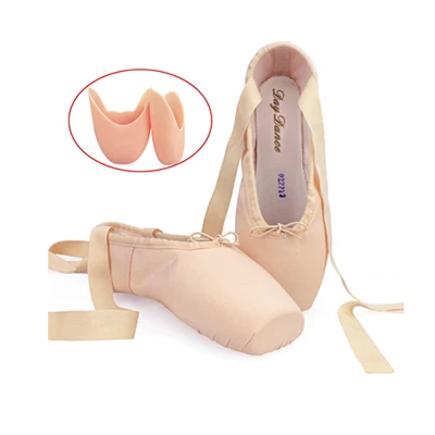 Профессиональная атласная парусиновая танцевальная балетная обувь для девочек и взрослых; женские балетки - Цвет: Canvas add pad
