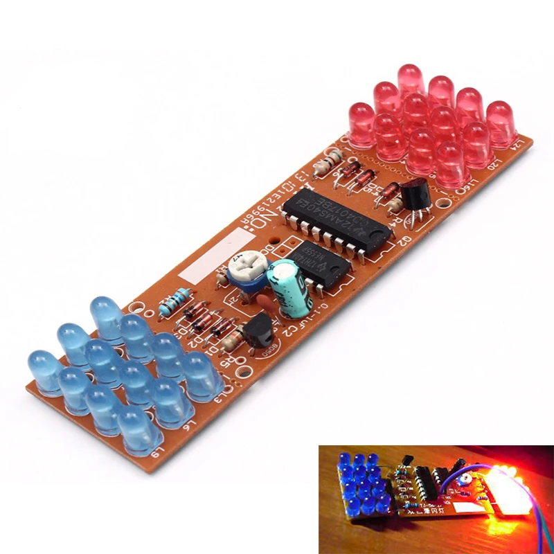 Red Blue Double Color Flashing Lights DIY Kit Strobe NE555 CD4017 font b Electronic b font