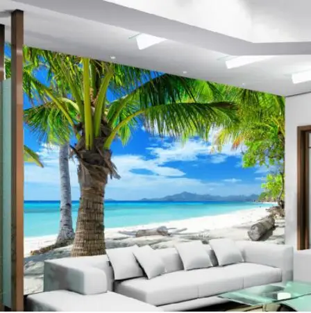 

Beach Coconut Grove Mural Photo Wall Paper Living Room Bedroom Home Decor 3D Wallpapers Landscape Papel De Parede Para Quarto 3D