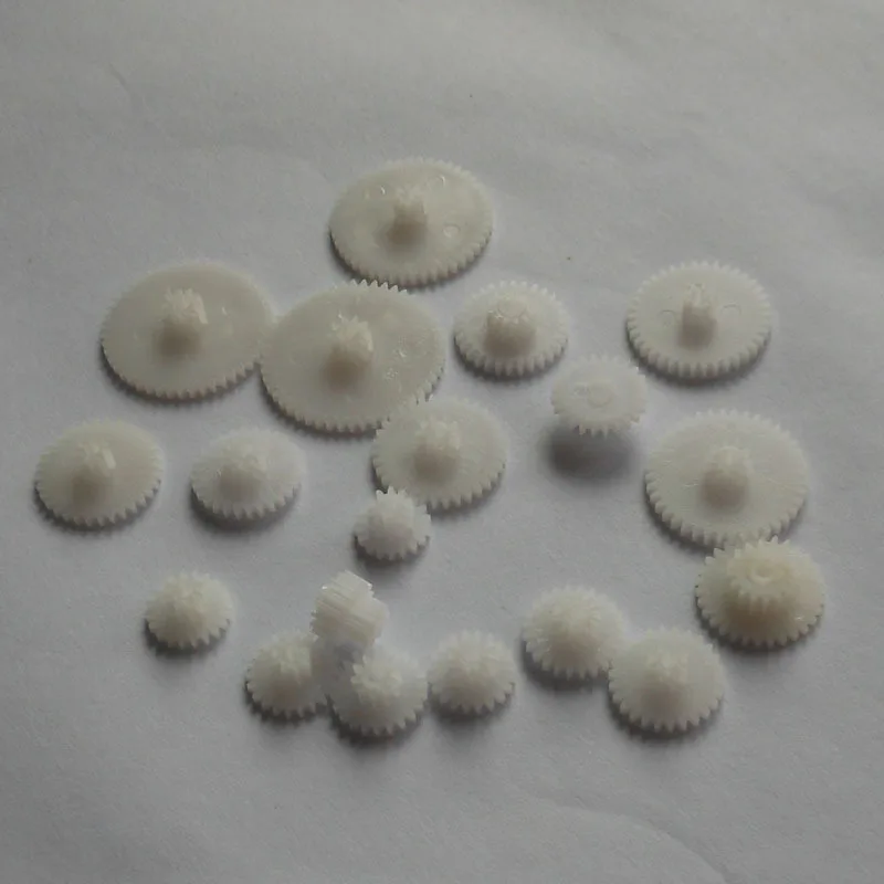 Venta caliente mezclado 19 engranajes diferentes de doble capa de engranajes de rueda de plástico diy reductor motor diy engranajes de juguete