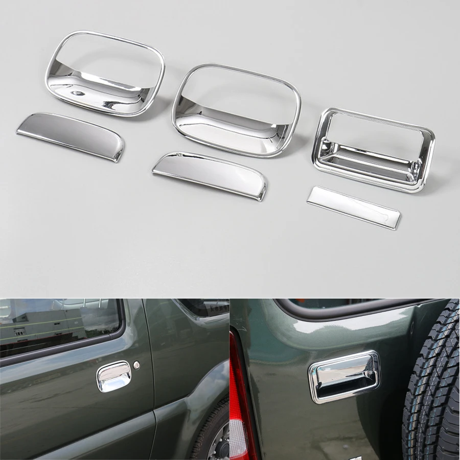 

Exterior Car Door+Tailgate Handle Bowl Decoration Frame Cover Trim Styling Car-covers 6Pcs ABS For Suzuki Jimny 2007-2015