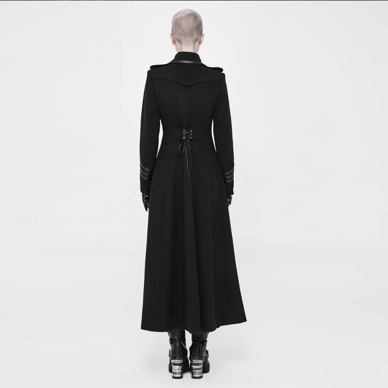 PUNK RAVE Steampunk Vintage Metal Buckle Women Military Uniform Long Coat Fashion Winter Woolen Trench Coat