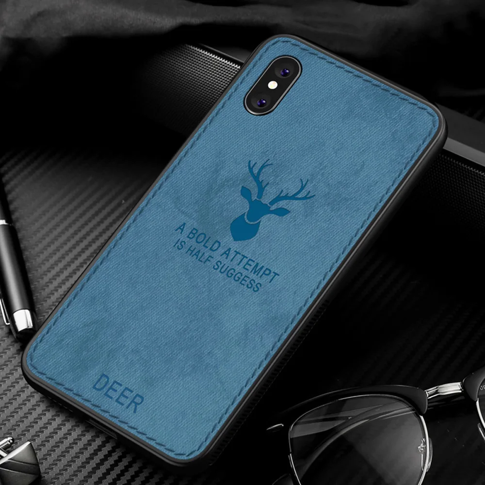 

For Vivo V9 Case Retro Cloth Skin Deer Pattern Protective Cover For Vivo V9 Youth V7 Plus Y85 Fabric Soft TPU + PC Case (E1026)
