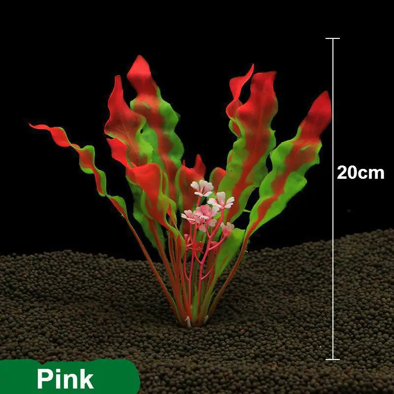 Пластиковые искусственные аквариумные растения Украшение погружной аквариум Трава Декор Фон аквариумный орнамент 15 видов стилей 10-30 см - Цвет: 196pink