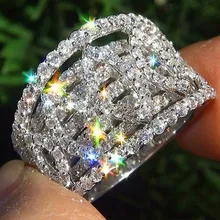 Fashion Sparkling Zircon Engagement Ring White Gold Filled Jewelry Promise CZ Stone Engagement Rings For Women Fashion Sparkling Zircon Engagement Ring White Gold Filled Jewelry Promise CZ Stone Engagement Rings For Women
