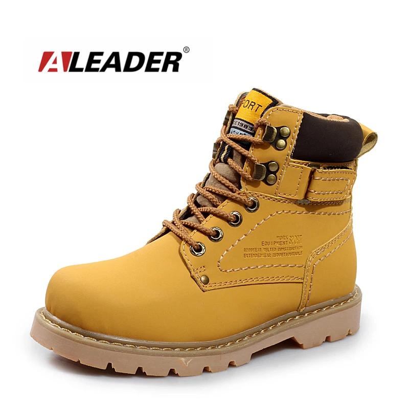 ALEADER Genuine Leather Mens Ankle Combat Boots Autumn&Winter Outdoo