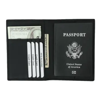 

Fashion New Men Women Leather Travel Passport Cover Protective Holder Multifunction RFID Blocking ID Credit Card Case