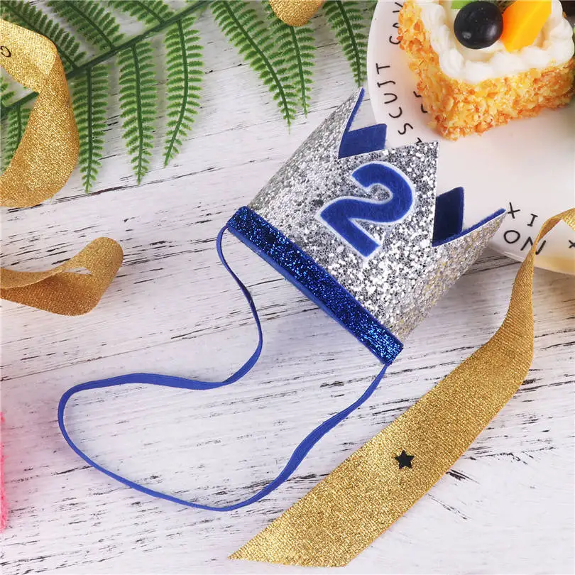 

iEFiEL Infant Baby Boys Girls Todder Party Birthday Hats Caps Princess Crown Hair Band Birthday Party Head wear Baby Photo Props