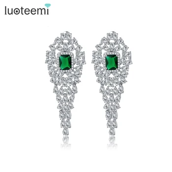 

LUOTEEMI Statement Design Tiny Bright CZ Stone Long Drop Earrings Bridal Wedding Brincos Earrings Jewelry Bijoux