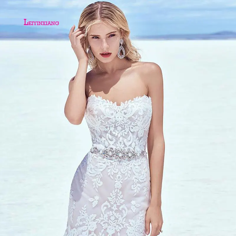 

LEIYINXIANG New Arriva Wedding Dress Bridal Dress Vestido De Noiva Sereia Robe Sexy Mermaid Lace Backless Custom Made Strapless