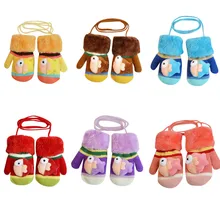 Зимние Детские теплые перчатки с рисунками животных из мультфильмов, цветные утепленные детские меховые перчатки, новые модные перчатки