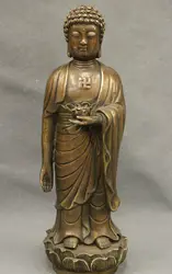 12 "Тибет Народная Бронза Медь Буддизм Лотос Будда Шакьямуни Будда шакьямуни Статуя