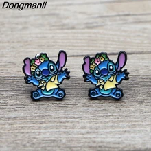 L3709 инопланетянин и стежка мультфильм серьги гвоздики для женщин из нержавеющей стали серьги для пирсинга ювелирные изделия подарок для девочек
