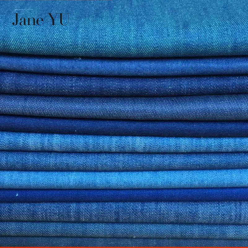 Buy JaneYU Thin cotton denim fabric Summer Cotton Denim Cloth Thin printed