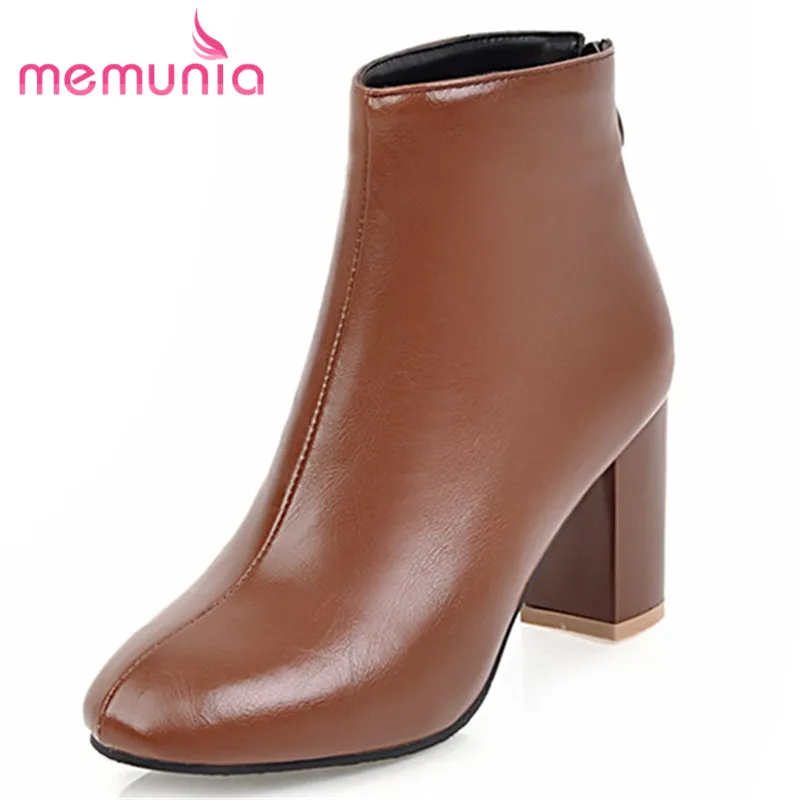 

MEMUNIA 2020 new ankle boots fashion thick heels elegant square toe boots autumn winter women boots big size 32-45