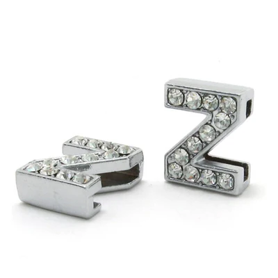 8 мм "N-Z"(10 шт./лот) полностью Стразы скользящие буквы скользящие Подвески подходят для браслетов и браслетов DIY - Окраска металла: Z