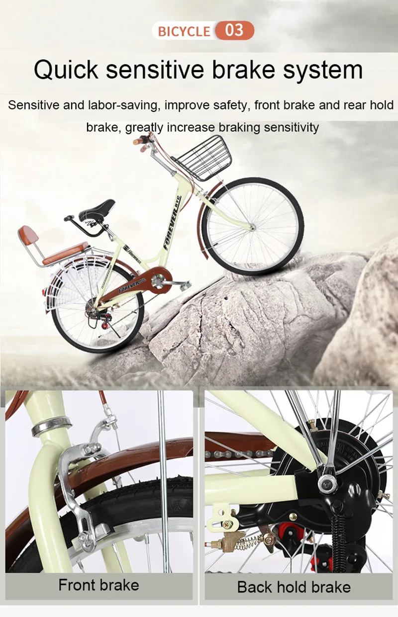 Flash Deal 24 Inch Speed Change Adult Bicycle Male And Female Student Bicycle Ordinary Commuter Bike 4