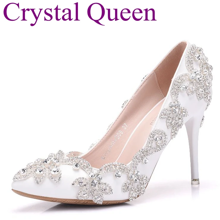 Musim Semi Putih Berlian Imitasi Pernikahan Sepatu Pengantin Hak Tinggi Sepatu Tumit Tipis Elegan Pompa Kaki Menunjuk Sepatu Hak Tinggi Rhinestone Wedding Shoes Bridal Shoeshigh Heel Shoes Aliexpress