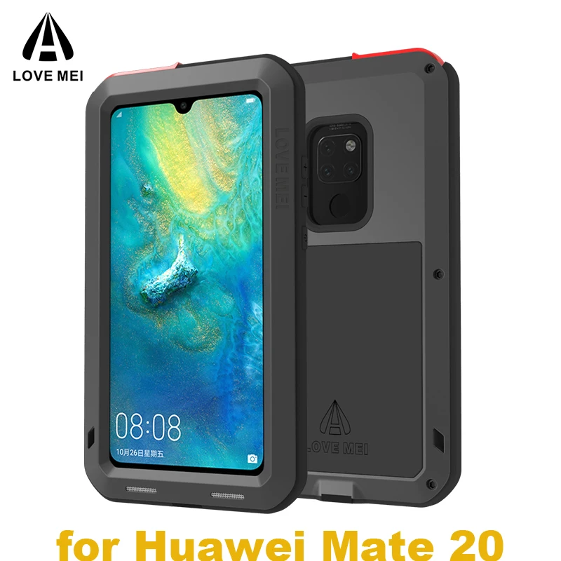 Mate 20 LOVE MEI мощный металлический чехол с Gorilla glass для huawei mate 20 чехол для телефона Броня жизни водонепроницаемый противоударный задняя крышка