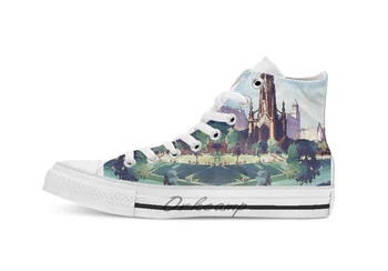 

Edinburgh England vintage travel poster Novelty Design breathable casual High Top lace-up Canvas shoes sneakers
