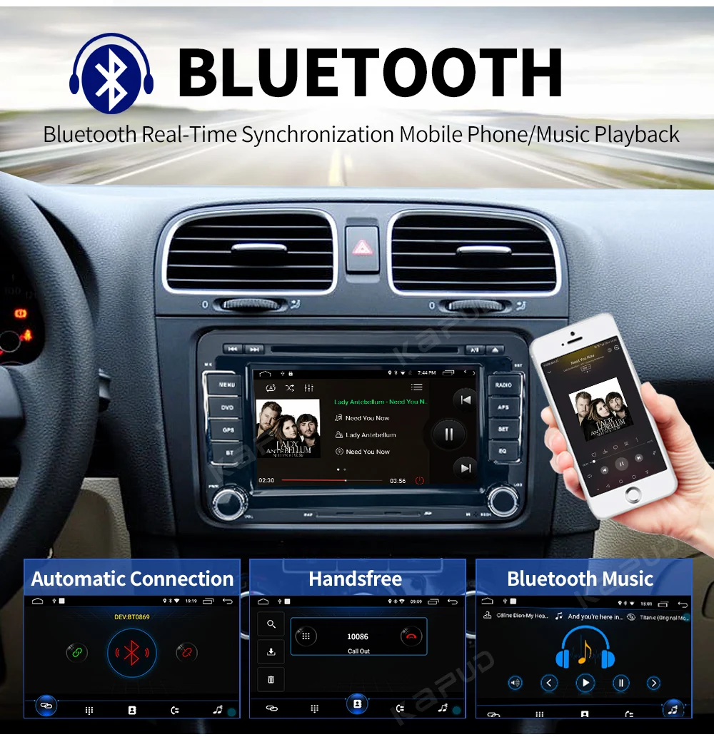Cheap Kapud 2Din Car Radio Audio DVD Multimedia Player For Golf 5/Passat B6/Touran/Polo/Tiguan/Seat/Skoda Quad Core android 9.0 GPS 9