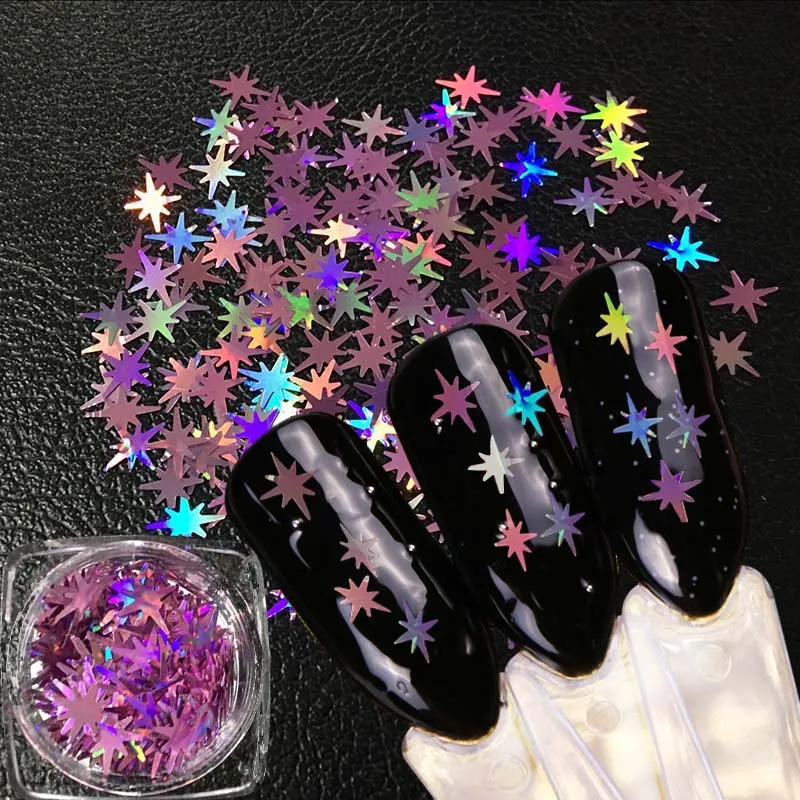 

1 box Multi Color Holographic Nail Sequins Glitter Nail Flakes Paillette Manicure Nail Art Flakes Decoration