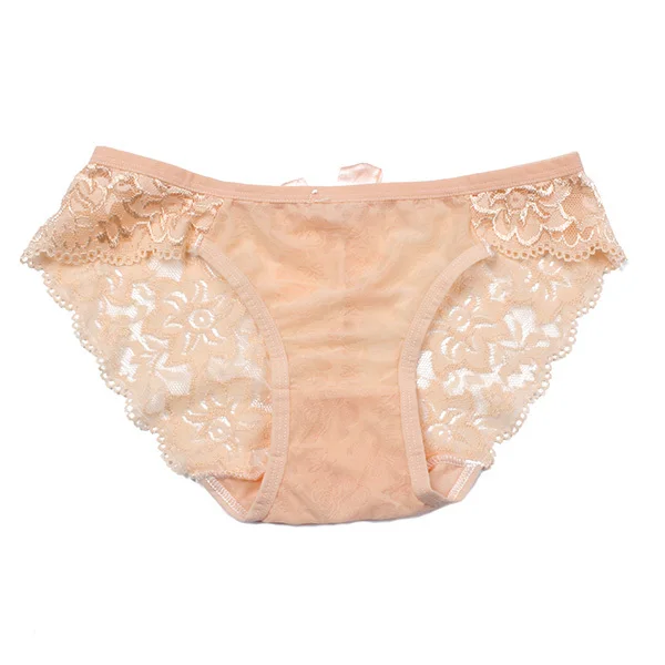 Women Sexy Lace Briefs Seamless Hollow Panty Floral Bowknot Underwear Knickers Solid Low Rise Intimates 18