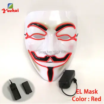 

1PC Colorful Flashing Halloween Vendetta Mask EL wire Mask glowing Festival LED Glowing Party Mask For dance Carnival Christmas