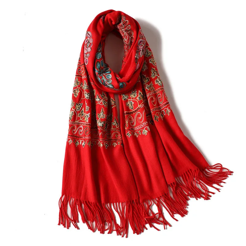 RUNMEIFA Модные женские вышитые шали из искусственного кашемира зимние теплые fulards Femme мягкая элегантная шаль женские шарфы