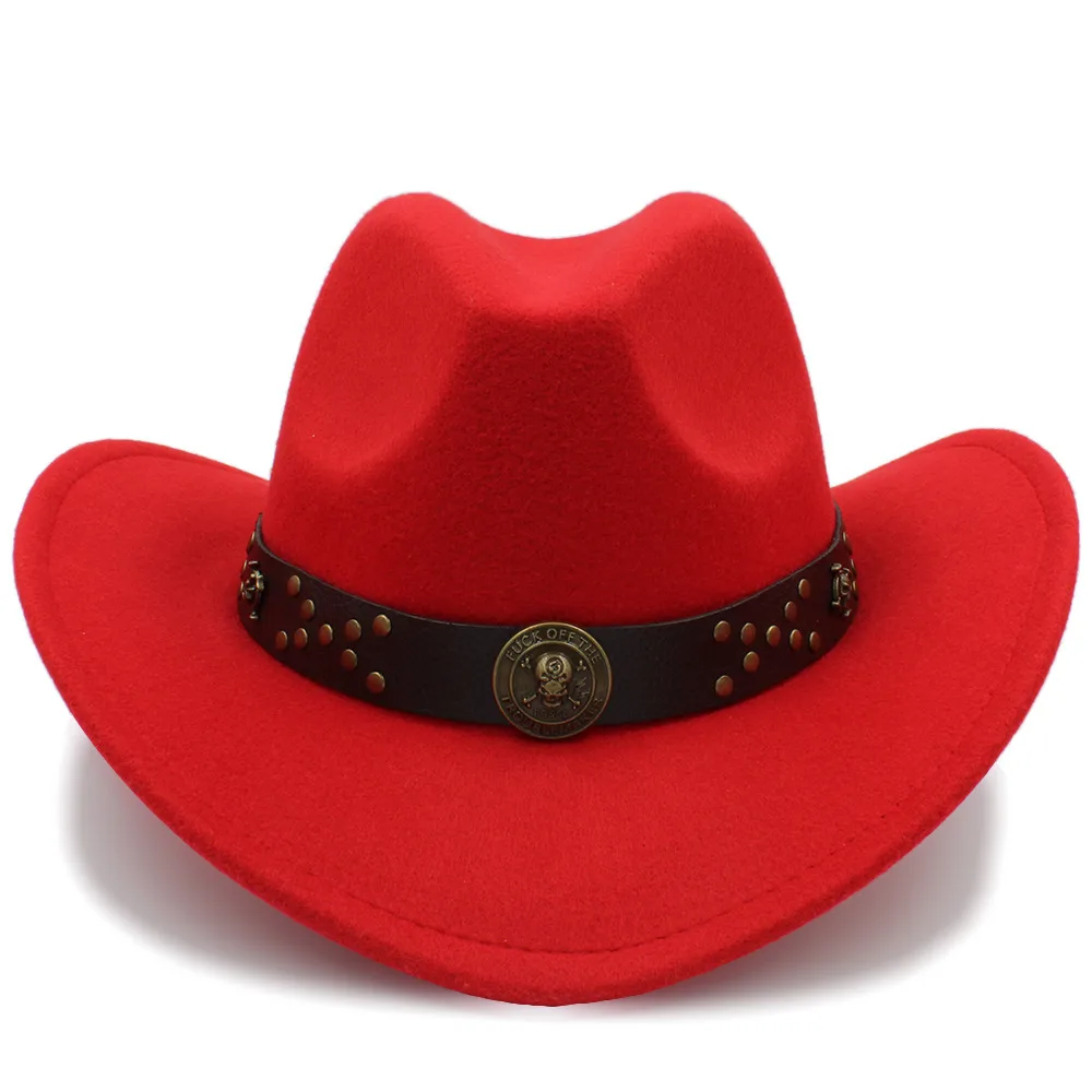 Classic Women Wool Chapeu Western Cowboy Hat Winter Autumn Lady Jazz