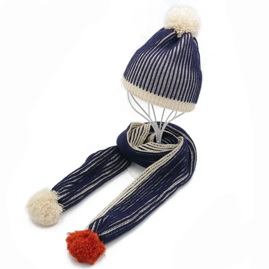 Зимний шарф новый Комплект из 2 предметов детский меховой Пом Англичане трикотажная шапочка хлопок для мальчиков и девочек Лыжи детские