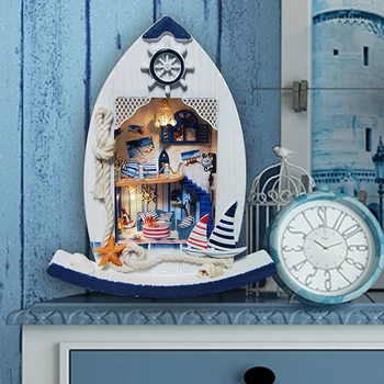 

DIY 3D Wooden Building dollhouse Miniature Cute ELF Sailboat with Funitures Toys For MM/GG Festival Handmade Creative Gifts