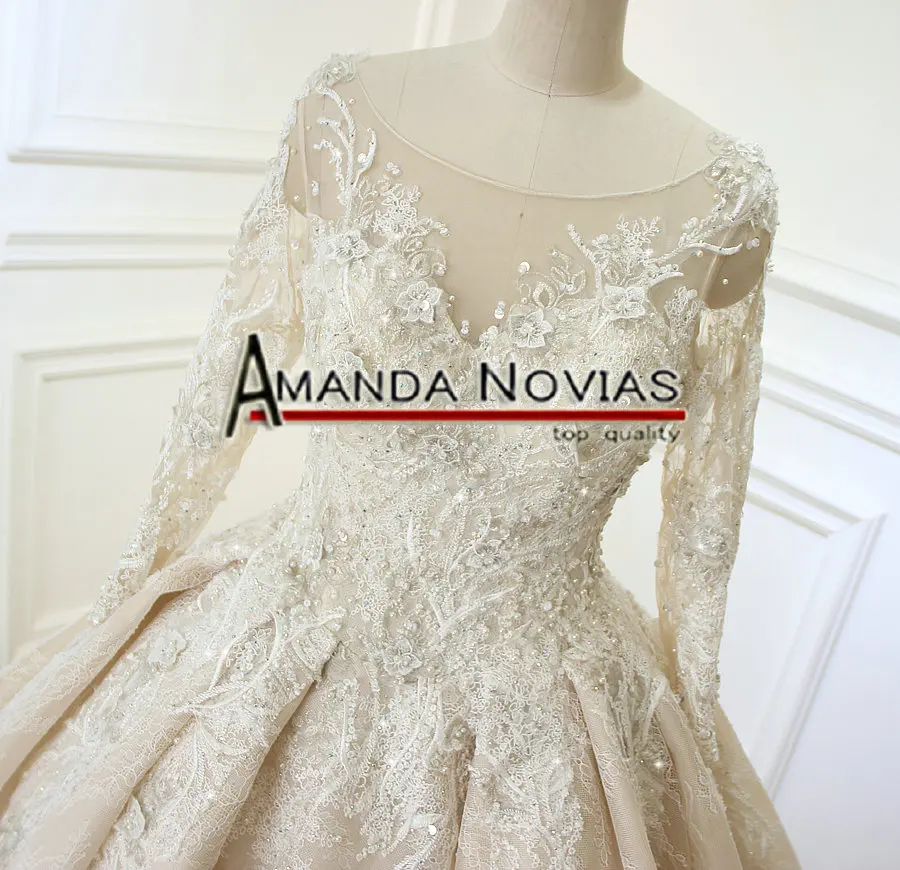 Vestido de noiva 2019 Новое поступление роскошный платья со шлейфом уникальный кружево с длинным рукавом свадебное платье