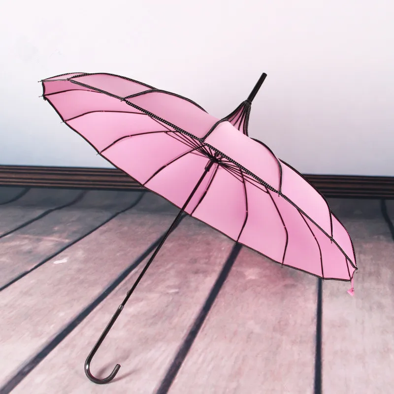 Реквизит для фотосессии, подарок принцессы, зонтик, длинная рука, УФ-защита, зонтик, дождливый и солнечный, разноцветный, пагода, зонты YS061 - Цвет: pink